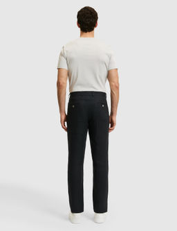 Siyah Slim Fit Beli Lastikli %100 Keten Pantolon