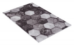 Коврик вырезной icarpet PRINT антискользящий (128) Соты Мрамор 40х60 чёрно-серый  фото 2