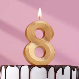 Цена за 4 шт. Свеча в торт «Цифра 8», золотая, 6.5 см