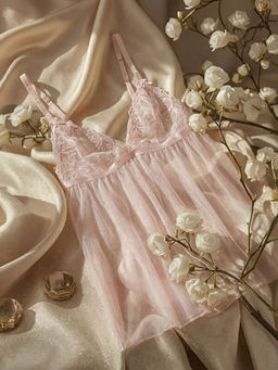 V Yaka Puantiyeli Ask?l? Kad?n Fantezi Gecelik