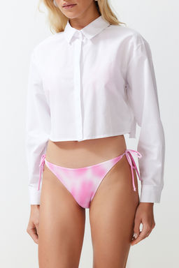 Plaj Giyim Beyaz Dokuma S?rt Dekolteli Crop Gomlek TBESS24GO00012