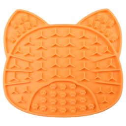 Коврик лизательный для животных силиконовый Кот, оранжевый, 180*165*8мм, Triol