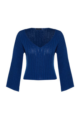 Saks Merserize Gorunumlu Yunlu Genis Kal?p Basic Triko Kazak TWOAW23KZ01844