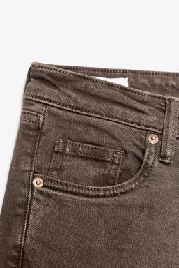 JEANS TRF CROPPED FLARE TIRO ALTO / Marr?n - Zara фото 7