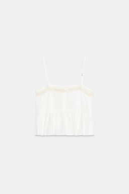 TOP GASA TIRANTES BORDADOS / Crudo - Zara фото 6