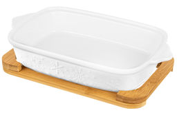 Блюдо д/запекания и сервировки 1,9 л 37*21*12 см Снежинки с стекл крышкой на дер подст. - Elan gallery фото 9