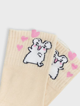 Цена за 5 пар! Носки детские бежевые с рисунком в виде мышки - Mark formelle фото 4