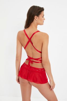 TRENDYOLMILLA K?rm?z? Dantelli Balensiz Kaps?z Orme Ic Camas?r? Tak?m? THMAW22AU0328 фото 4