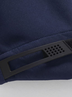 Ветровка мужская софтшелл виндстоппер с капюшоном спортивная темно-синего цвета 9615_1TS