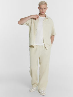 Брюки мужские молочные из хлопка и льна молочный 181259-1