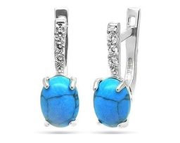 Серьги из серебра бирюза пресс., см013