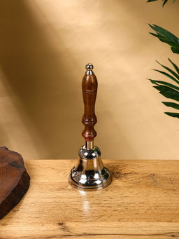 Колокольчик «Серебряный звон», 8×8×24 см, алюминий, с деревянной ручкой