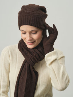 Шапка из кашемира KW101172-F шоколадная - Gobi фото 3