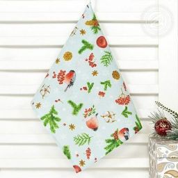 Полотенце 45*75 см. Волшебство-голуб. рогожка хлопок 100%