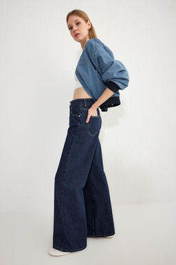 TRENDYOLMILLA Koyu Mavi Normal Bel Wide Leg Jeans TWOSS25JE00053 фото 2