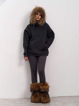 Толстовка женская с капюшоном "Вasic" темно-серый