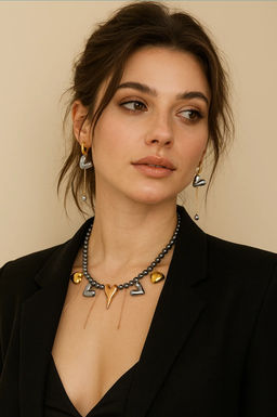 Набор 2 предмета: колье, серьги «Сердце» любовь, цветной