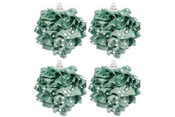 Набор 4 новогодних шаров 8х8 см Шишка зелёная в серебре - Elan gallery фото 4