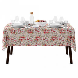 "Душистый пион К" Скатерть 220х145см, длина стола до 180см, на 8-10 персон, хлопок "Премиум" 186г/м2, "Домашняя мода" (Россия)