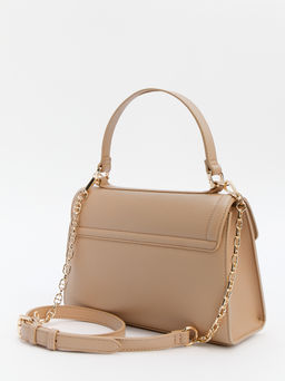 Женская сумка с ручками LOVE MOSCHINO CHAIN DETAIL CROCO Артикул 4192249, серовато-бежевый