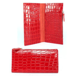 Портмоне женское Croco-ПР-1052 натуральная кожа 3 отд, 5 карм, красный крокодил (203) 255245
