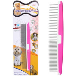 Цена за 2 шт. Расческа - пуходёрка комбинированная для животных "ЛАПУСИКИ", цвет розовый, 17*3,5см (блистер)