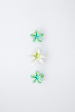 PACK TRES PINZAS FLORES HIBISCUS / Verde - Zara фото 4
