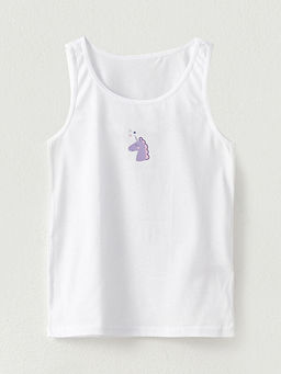 Bisiklet Yaka Bask?l? Pamuklu K?z ?ocuk Atlet 2li - Waikiki фото 3