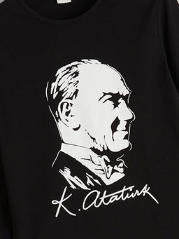 Bisiklet Yaka Atat?rk Bask?l? K?z ?ocuk Ti??rt