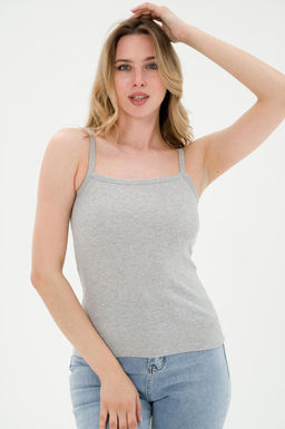 Топ женский из рибаны серый меланж - Амадэль фото 4