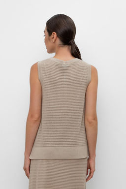 Блуза-топ Very Neat ЕВ 30153 бежевый из хлопка и акрила  фото 4
