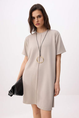 Tas Yumusac?k Nervurlu Shift/Duz Kesim Mini Orme Elbise TWOSS25EL00778