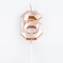 Свеча в торт на шпажке Многогранник, цифра 6, 7 см, шампань - Simaland фото 3