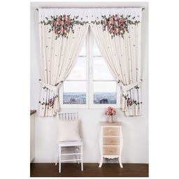 КОМПЛЕКТ ШТОР КУХОННЫХ ИЗ 2-Х ШТ НА ШТОРНОЙ ЛЕНТЕ, ВИНТАЖ143Х180 ,КРЕМ,100