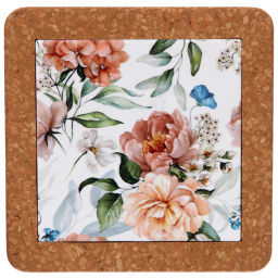 Подставка керамическая 19*19см "Пионы" белая