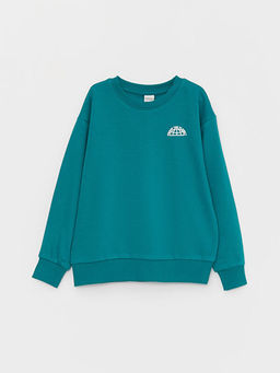 Rahat Kal?p Bisiklet Yaka Bask?l? Erkek ?ocuk Sweatshirt - Waikiki фото 3