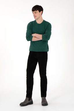 Erkek Slim Fit Siyah Kanvas Pantolon