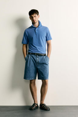 POLO PIQU? LAVADO REGULAR FIT / Azul lavado