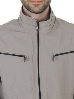 D-3019 BEIGE/GRAY Ветровка мужская (60% хлопок, 40% нейлон)