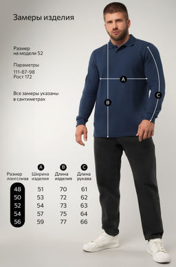 Мужской базовый лонгслив-поло Happyfox