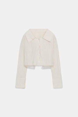 CAMISA PUNTO EFECTO ARRUGADO / Crema - Zara фото 5