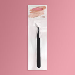 Пинцет для наращивания ресниц, загнутый, 12 см, чёрный