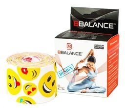 Кинезио тейп BBTape 5 см х 5 м смайлики белый