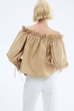 Blusa off-the-shoulder de popelina - H&m фото 4