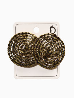 Цена за 2 шт. Клипсы «Гипноз», круг из веревки, цвет чернёное золото