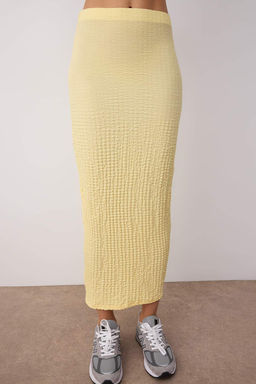 Kahverengi Dokulu Y?rtmacl? Midi Esnek Orme Etek TWOSS25ET00213 - Trendyolmilla фото 3