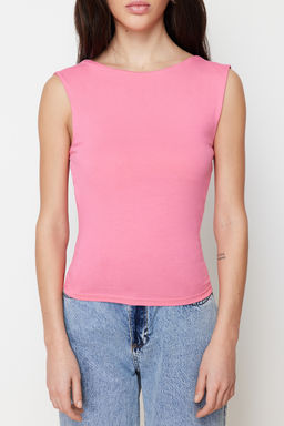 Trendyolmilla Siyah S?rt Dekolteli Fitted Regular Boy Pamuklu Esnek Orme Bluz TWOSS24BZ00031  фото 20