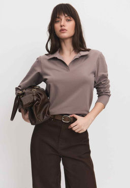 Лонгслив-поло 26204-536 мокко