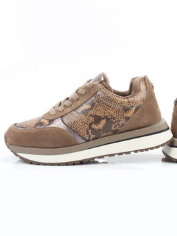 04-PCML20-3 KHAKI Кроссовки демисезонные женские (натуральная замша, натуральная кожа, текстиль)