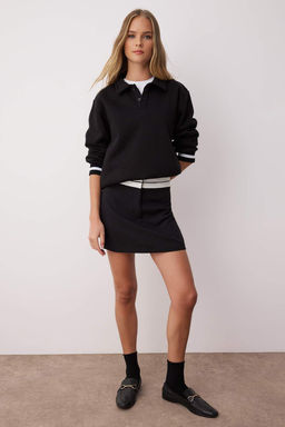 TRENDYOLMILLA Siyah Bel Detayl? Dokuma Sort Etek TWOAW24SR00009  фото 2